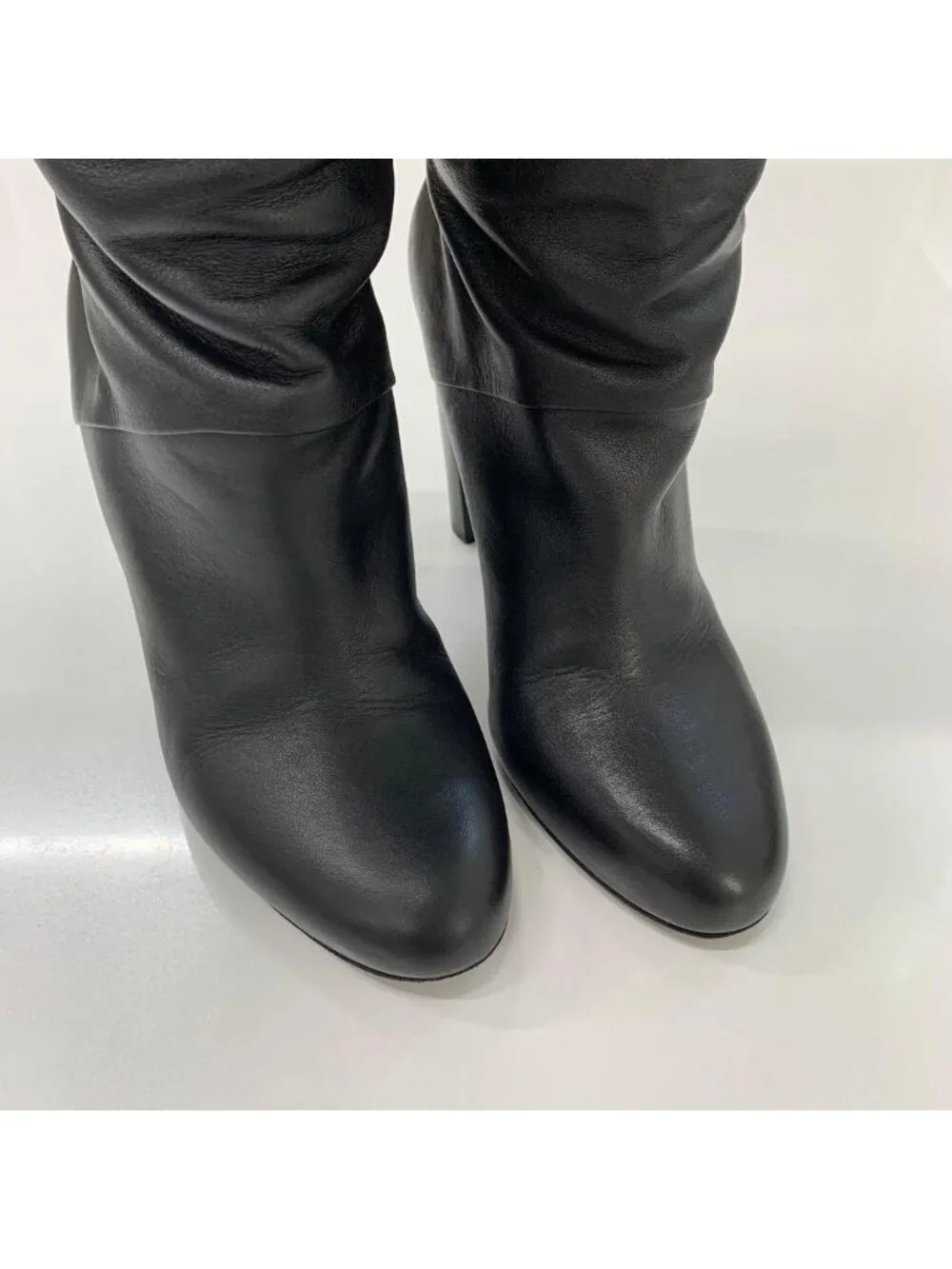 Hermes Leather Knee High Boots Long Black